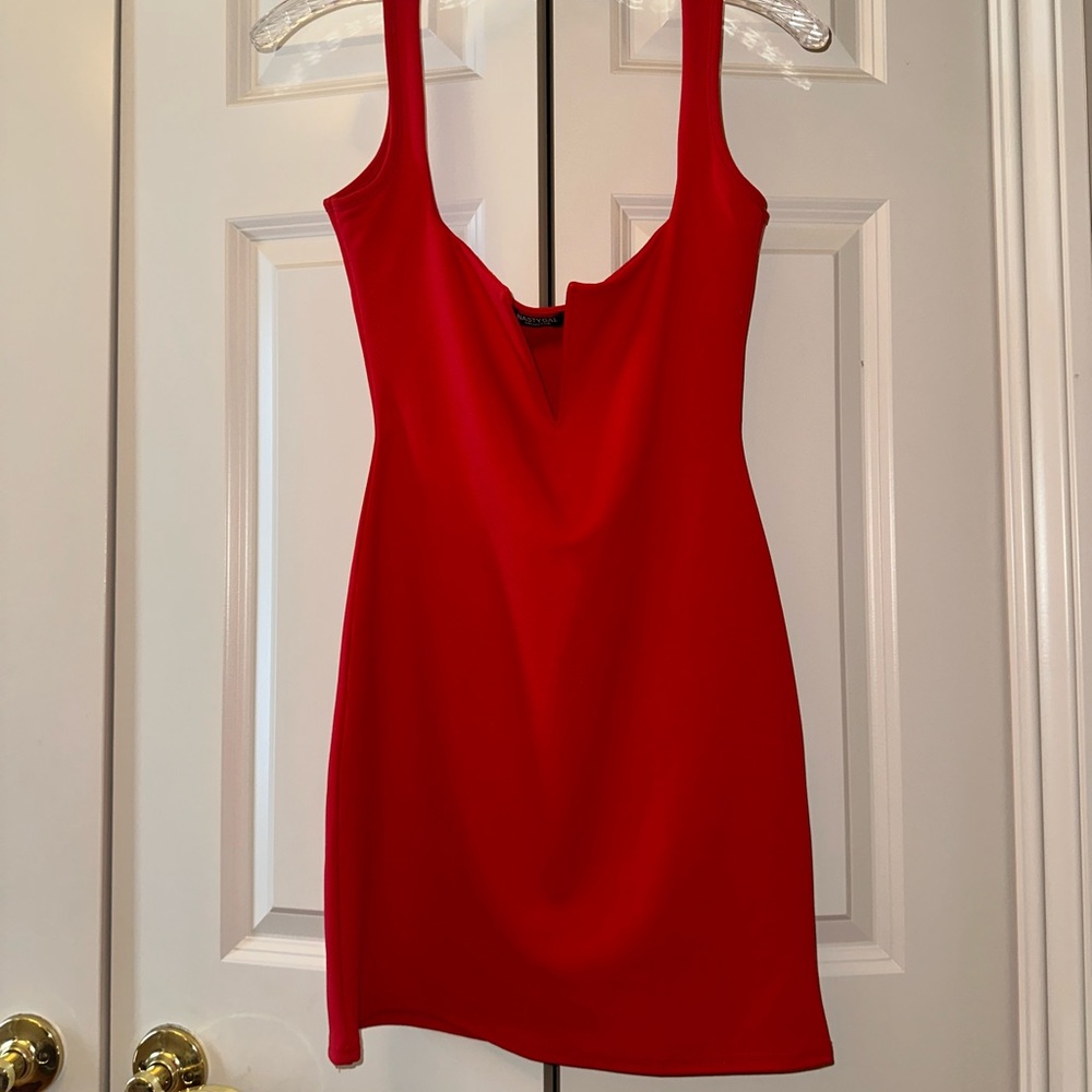 Red structured mini dress